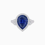 Load image into Gallery viewer, Art Deco Inspired Convertible Pear Double Halo Ring Pendant