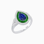 Load image into Gallery viewer, Art Deco Inspired Convertible Pear Double Halo Ring Pendant