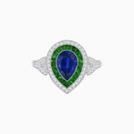 Load image into Gallery viewer, Art Deco Inspired Convertible Pear Double Halo Ring Pendant