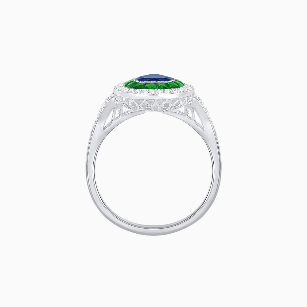 Art Deco Inspired Convertible Pear Double Halo Ring Pendant