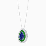 Load image into Gallery viewer, Art Deco Inspired Convertible Pear Double Halo Ring Pendant