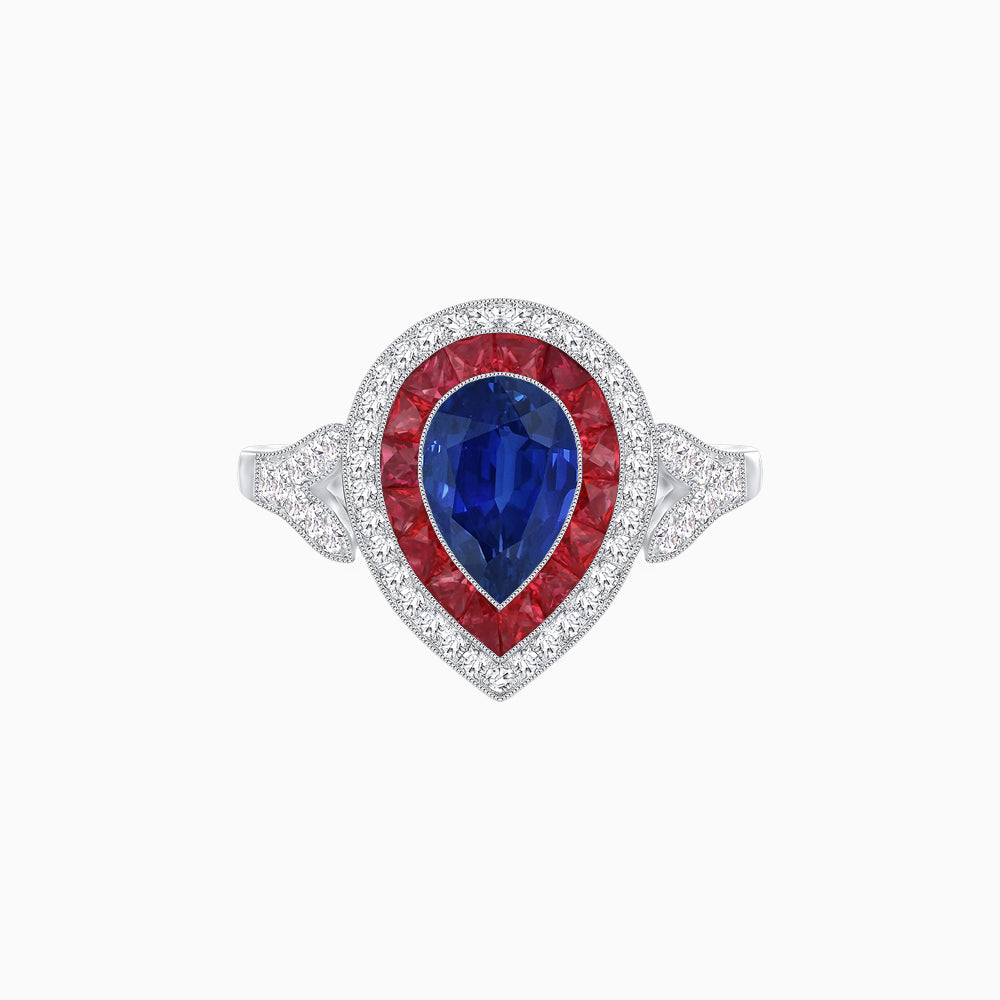 Art Deco Inspired Convertible Pear Double Halo Ring Pendant
