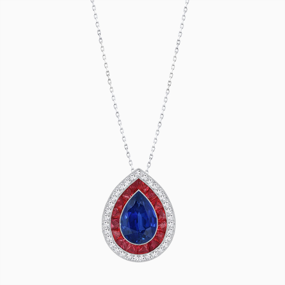 Art Deco Inspired Convertible Pear Double Halo Ring Pendant
