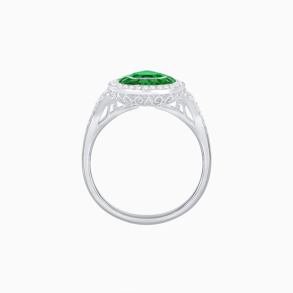Art Deco Inspired Convertible Pear Double Halo Ring Pendant