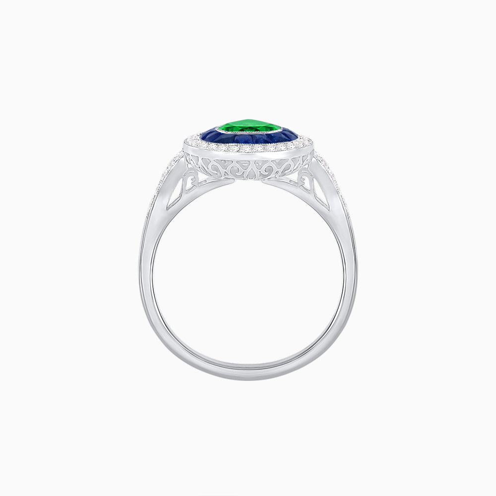 Art Deco Inspired Convertible Pear Double Halo Ring Pendant