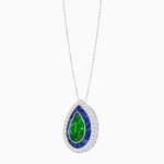 Load image into Gallery viewer, Art Deco Inspired Convertible Pear Double Halo Ring Pendant