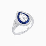 Load image into Gallery viewer, Art Deco Inspired Convertible Pear Double Halo Ring Pendant