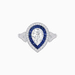 Load image into Gallery viewer, Art Deco Inspired Convertible Pear Double Halo Ring Pendant