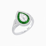 Load image into Gallery viewer, Art Deco Inspired Convertible Pear Double Halo Ring Pendant