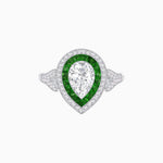 Load image into Gallery viewer, Art Deco Inspired Convertible Pear Double Halo Ring Pendant