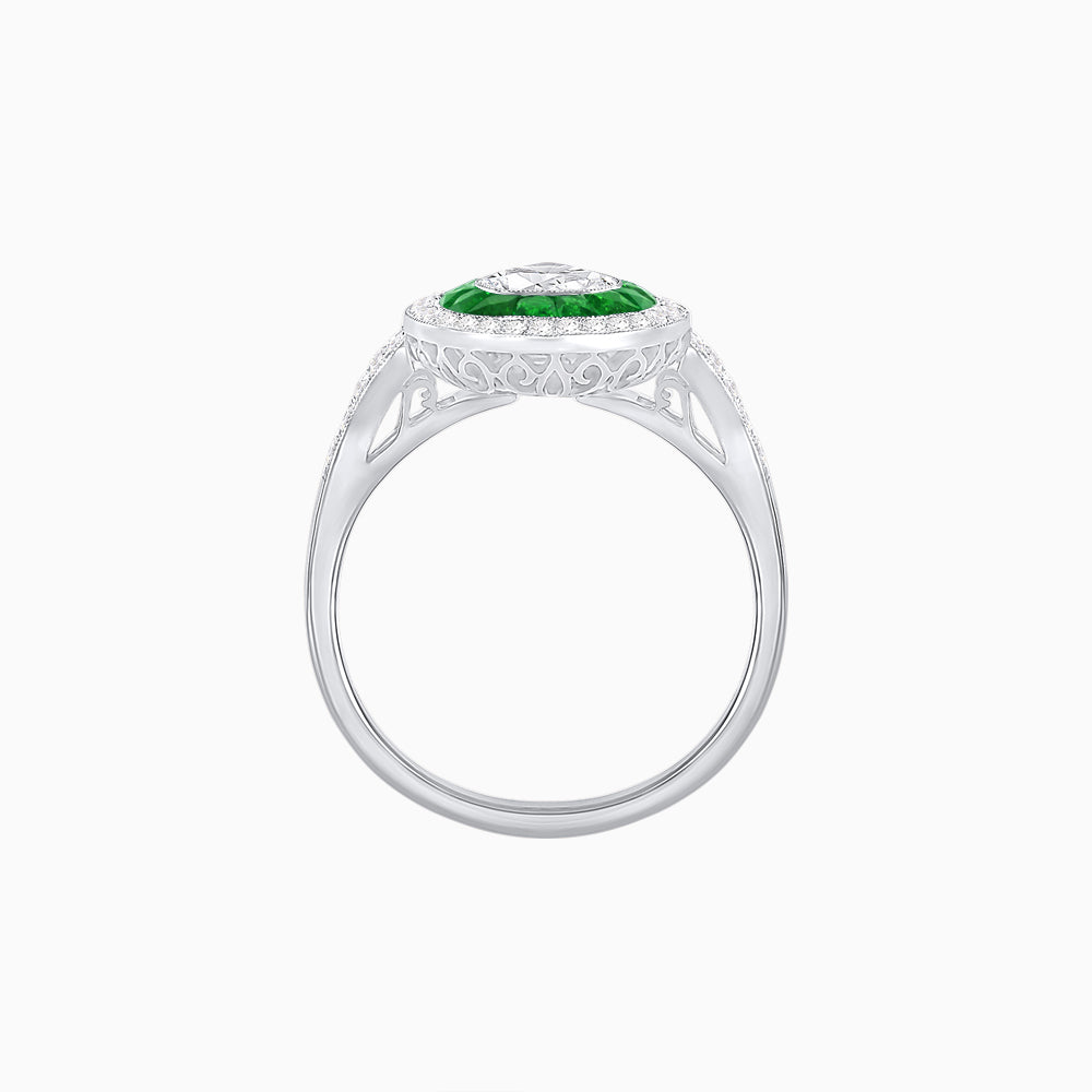 Art Deco Inspired Convertible Pear Double Halo Ring Pendant