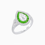 Load image into Gallery viewer, Art Deco Inspired Convertible Pear Double Halo Ring Pendant