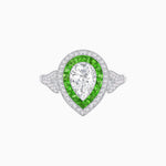 Load image into Gallery viewer, Art Deco Inspired Convertible Pear Double Halo Ring Pendant