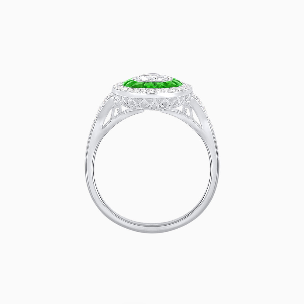 Art Deco Inspired Convertible Pear Double Halo Ring Pendant