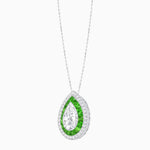 Load image into Gallery viewer, Art Deco Inspired Convertible Pear Double Halo Ring Pendant