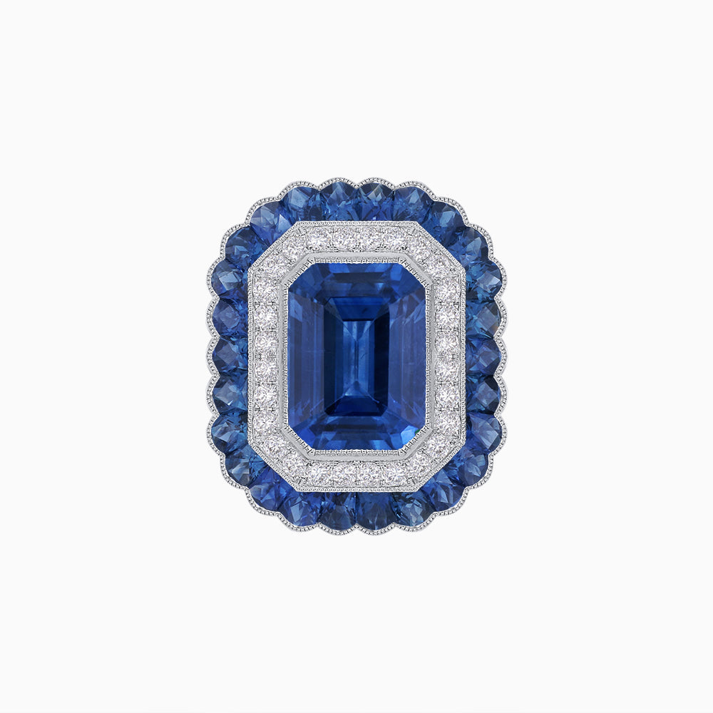 Art Deco Inspired Convertible Emerald Cut Double Halo Ring Pendant
