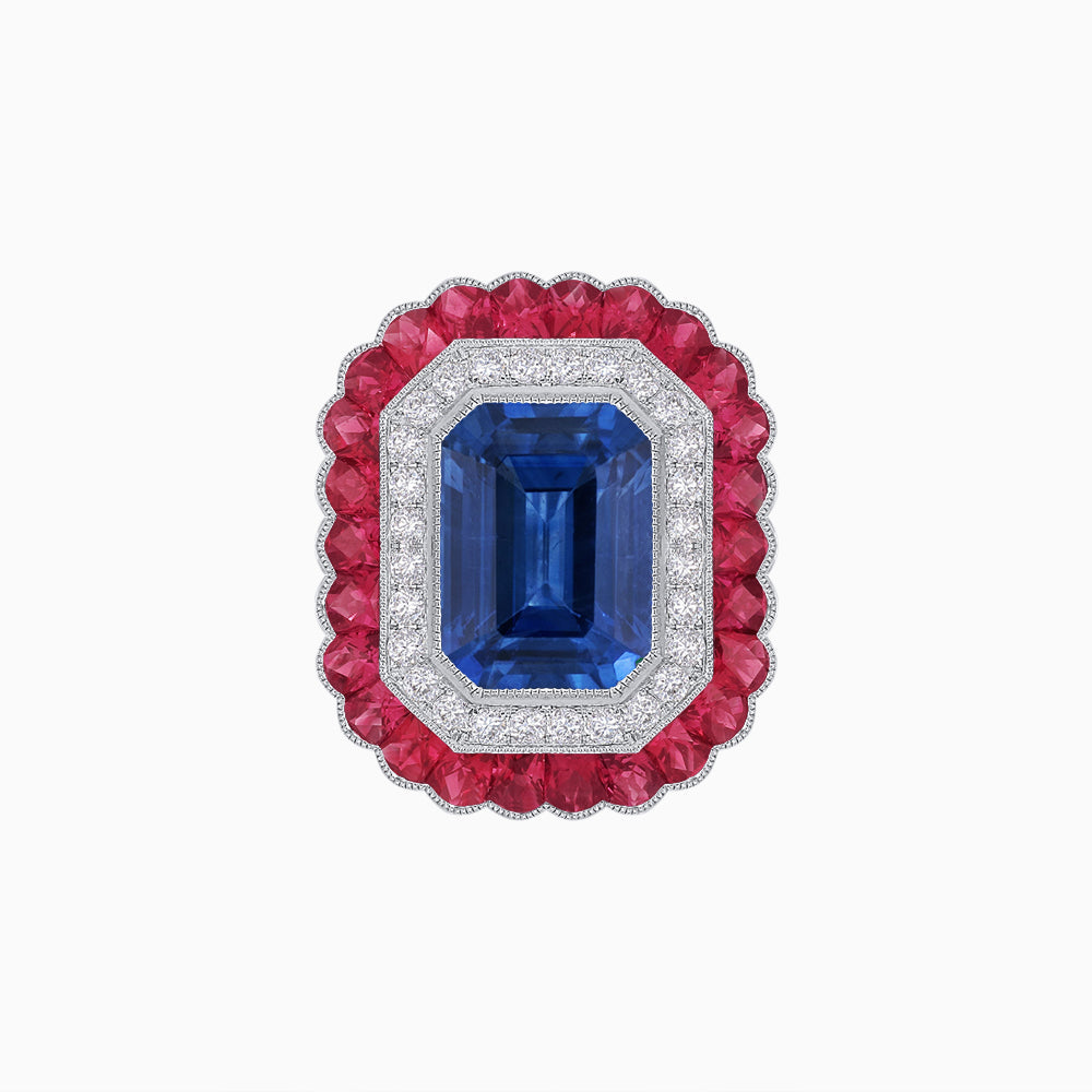 Art Deco Inspired Convertible Emerald Cut Double Halo Ring Pendant