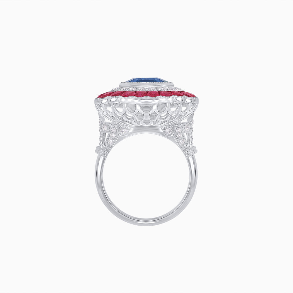 Art Deco Inspired Convertible Emerald Cut Double Halo Ring Pendant