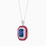 Load image into Gallery viewer, Art Deco Inspired Convertible Emerald Cut Double Halo Ring Pendant