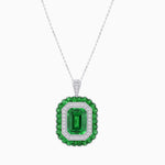 Load image into Gallery viewer, Art Deco Inspired Convertible Emerald Cut Double Halo Ring Pendant