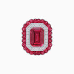 Load image into Gallery viewer, Art Deco Inspired Convertible Emerald Cut Double Halo Ring Pendant