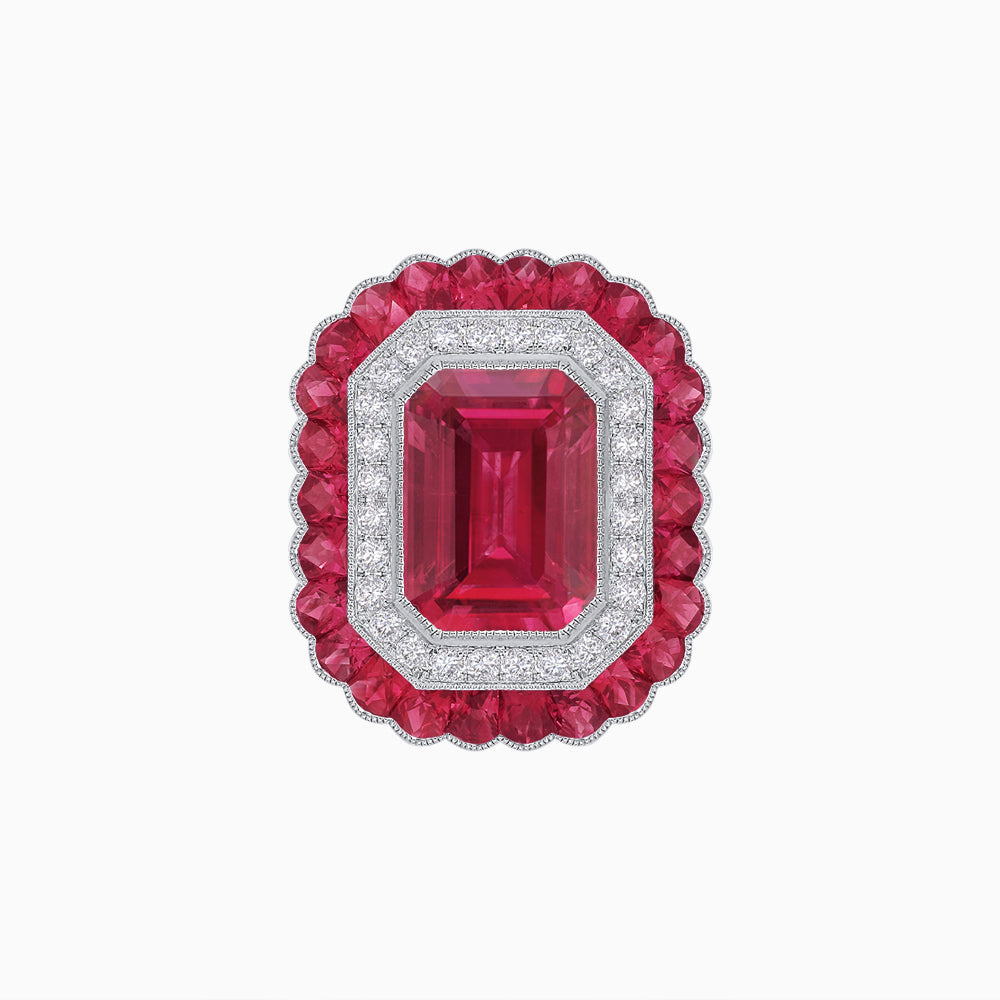 Art Deco Inspired Convertible Emerald Cut Double Halo Ring Pendant