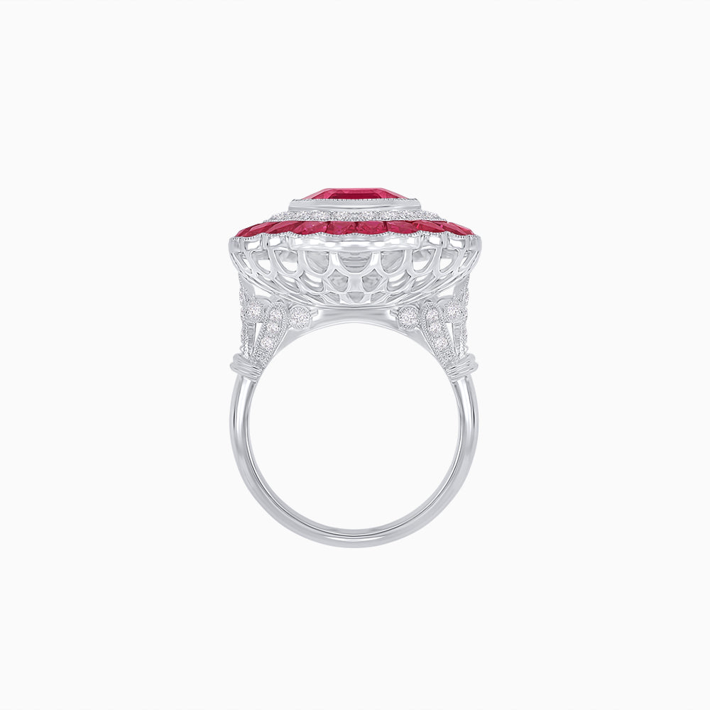 Art Deco Inspired Convertible Emerald Cut Double Halo Ring Pendant