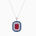 Load image into Gallery viewer, Art Deco Inspired Convertible Emerald Cut Double Halo Ring Pendant