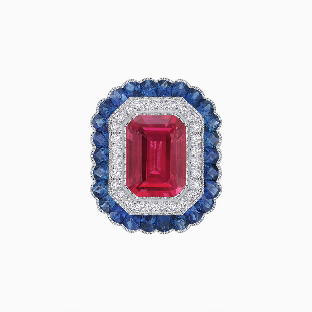 Art Deco Inspired Convertible Emerald Cut Double Halo Ring Pendant