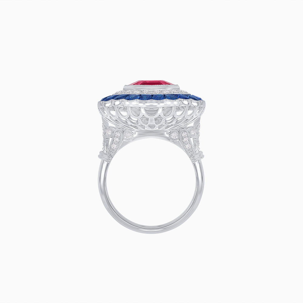 Art Deco Inspired Convertible Emerald Cut Double Halo Ring Pendant