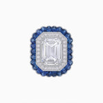 Load image into Gallery viewer, Art Deco Inspired Convertible Emerald Cut Double Halo Ring Pendant