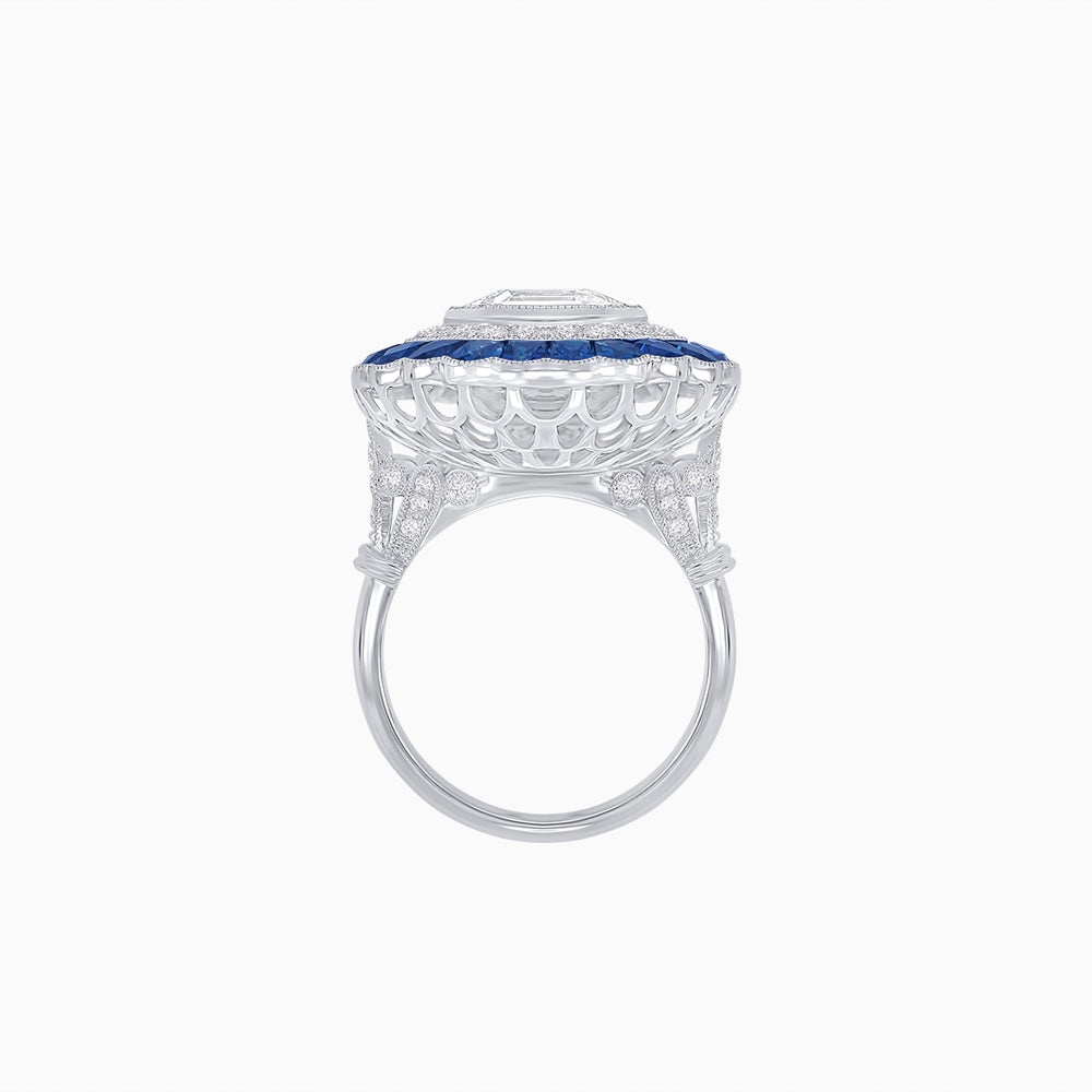 Art Deco Inspired Convertible Emerald Cut Double Halo Ring Pendant