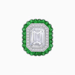 Load image into Gallery viewer, Art Deco Inspired Convertible Emerald Cut Double Halo Ring Pendant