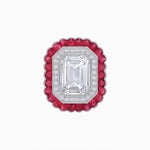 Load image into Gallery viewer, Art Deco Inspired Convertible Emerald Cut Double Halo Ring Pendant