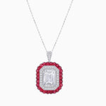 Load image into Gallery viewer, Art Deco Inspired Convertible Emerald Cut Double Halo Ring Pendant