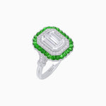 Load image into Gallery viewer, Art Deco Inspired Convertible Emerald Cut Double Halo Ring Pendant