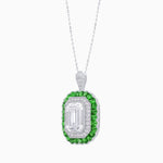 Load image into Gallery viewer, Art Deco Inspired Convertible Emerald Cut Double Halo Ring Pendant