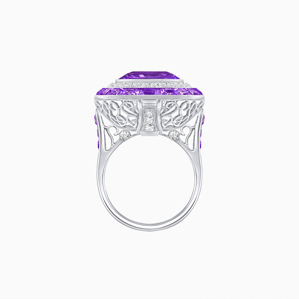 Art Deco Inspired Convertible Emerald Cut Double Halo Ring & Pendant