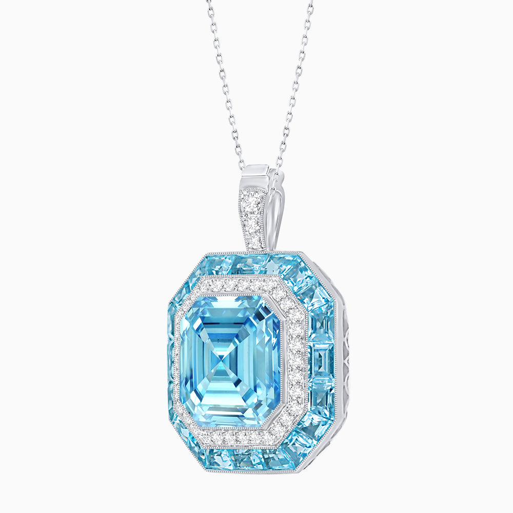 Art Deco Inspired Convertible Emerald Cut Double Halo Ring & Pendant