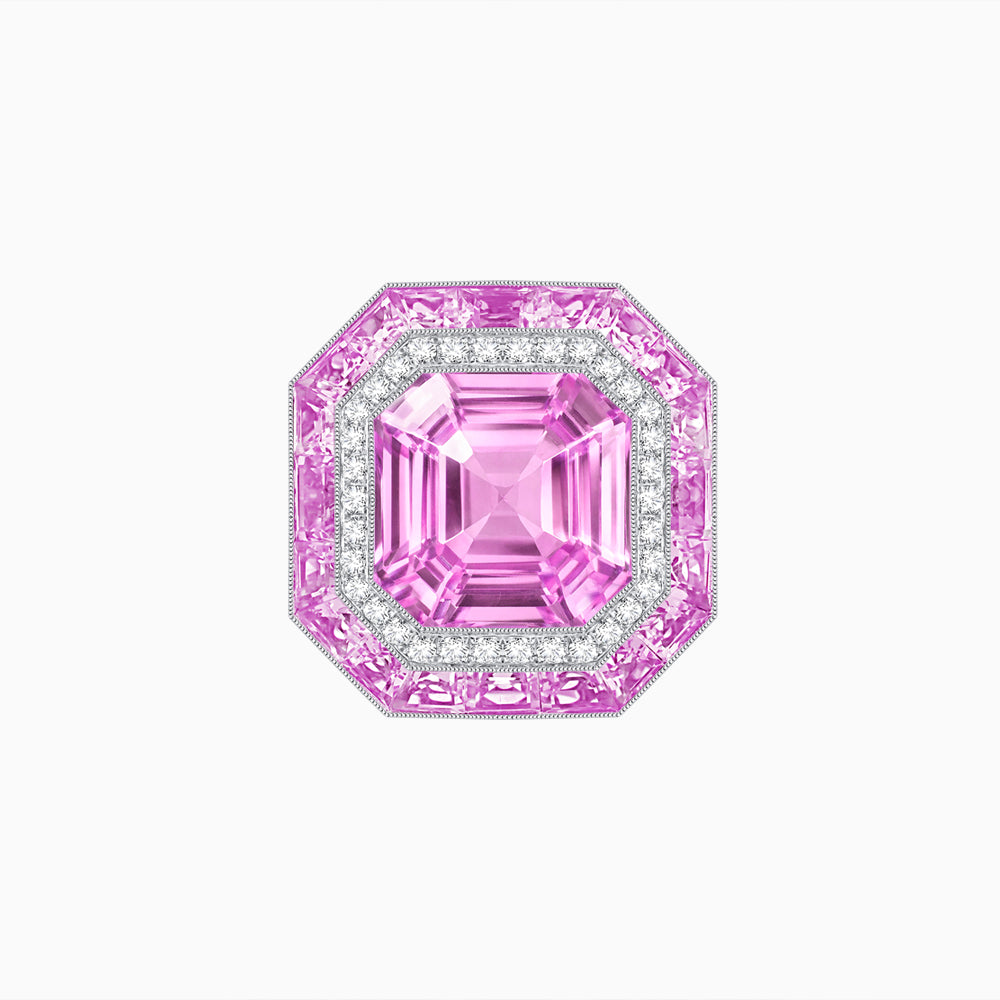 Art Deco Inspired Convertible Emerald Cut Double Halo Ring & Pendant