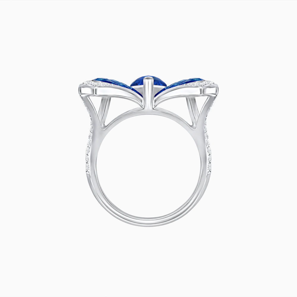 Butterfly Inspired Marquise Cocktail Ring with Invisible-Set Calibré-Cut Gemstones