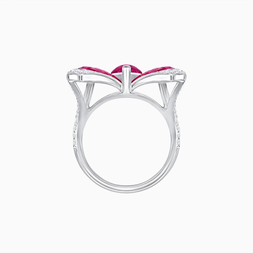 Butterfly Inspired Marquise Cocktail Ring with Invisible-Set Calibré-Cut Gemstones
