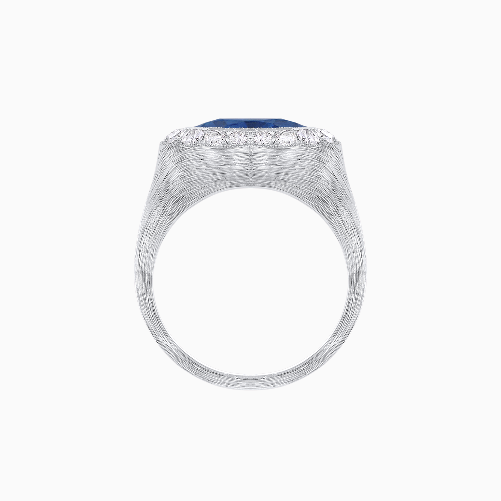 Vintage Inspired Heart Halo Ring with Textured Shank