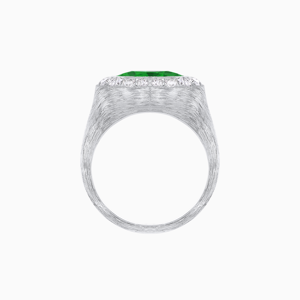 Vintage Inspired Heart Halo Ring with Textured Shank