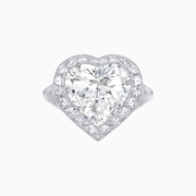 Vintage Inspired Heart Halo Ring with Textured Shank
