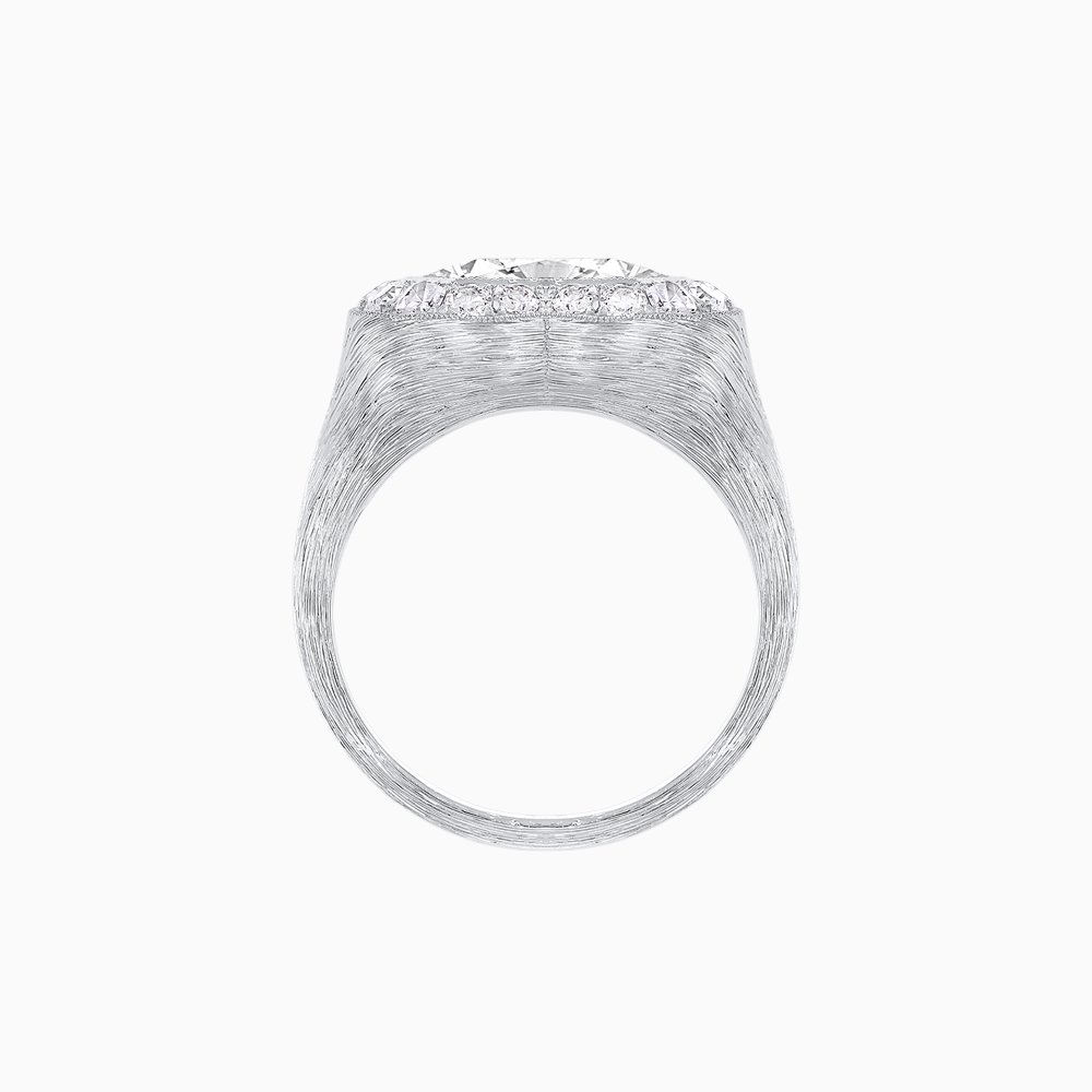 Vintage Inspired Heart Halo Ring with Textured Shank