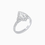 Load image into Gallery viewer, Vintage Inspired Pear Cut Floral Halo Ring with Milgrain