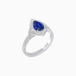 Load image into Gallery viewer, Vintage Inspired Pear Cut Floral Halo Ring with Milgrain