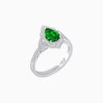 Load image into Gallery viewer, Vintage Inspired Pear Cut Floral Halo Ring with Milgrain