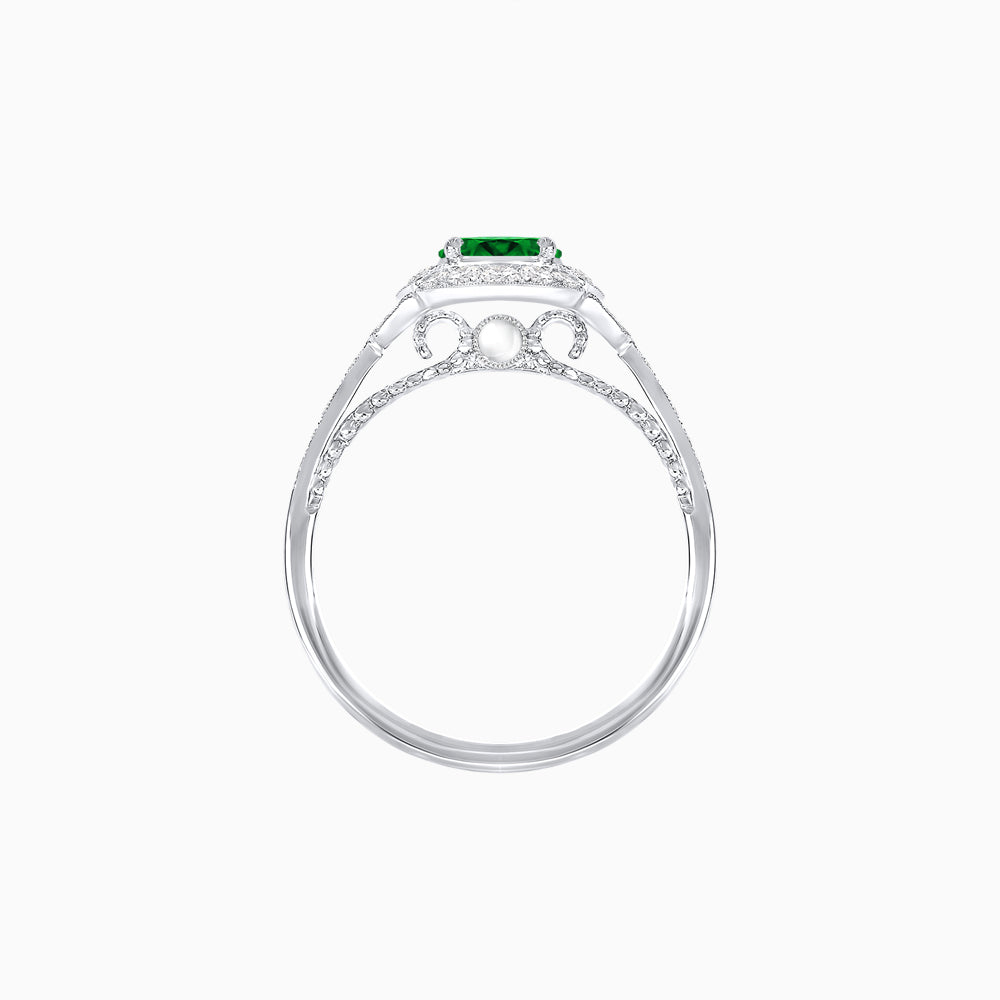 Vintage Inspired Pear Cut Floral Halo Ring with Milgrain